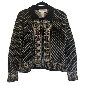 Jones New York Sport Wool Arctic Pattern Button Cardigan Size Medium